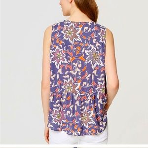 Loft Floral Peplum Henley Shell Blouse | XS